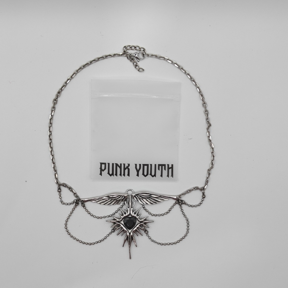 Silver Necklace with Black Accent